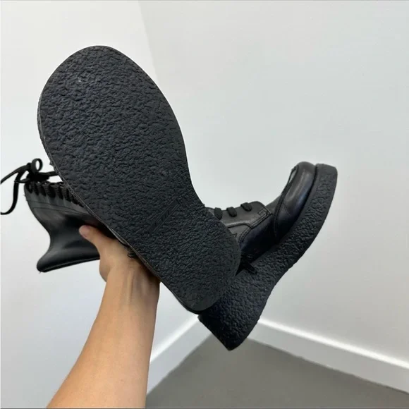 ⛔️SOLD⛔️Steve Madden Black Leather 90s Style Lace Up Platform Combat Moto Boots - Picture 8 of 10